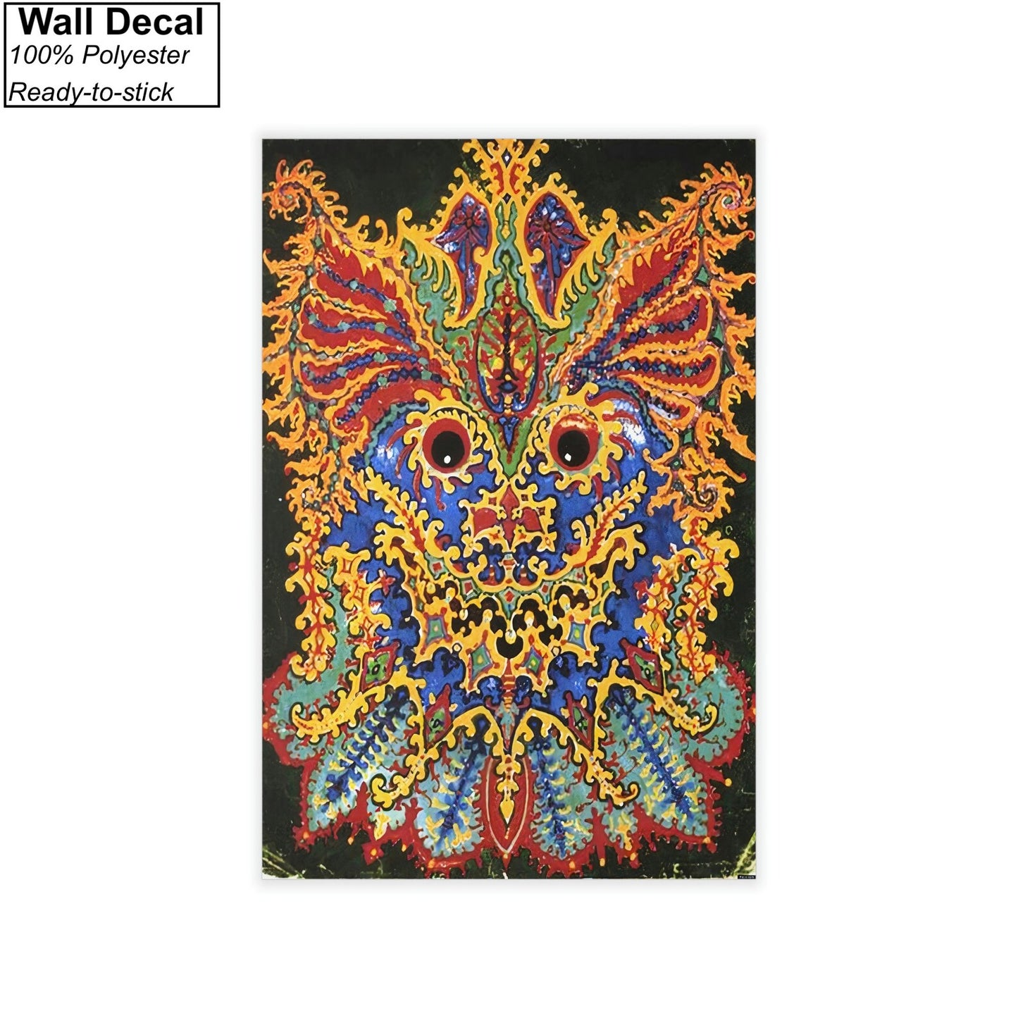 Louis Wain Psychedelic Cat Canvas/Poster Art Reproduction, Colorful Wall Art, Animal Art Print Framed