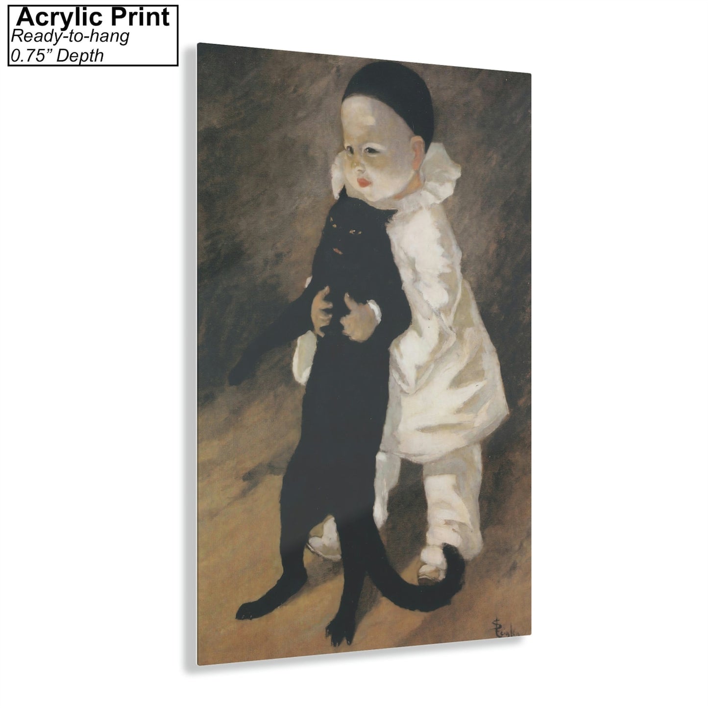 Pierrot and the Cat by Theophile Steinlen Canvas/Poster Wall Art Reproduction