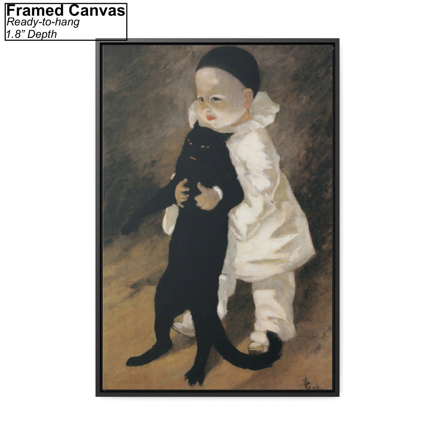 Pierrot and the Cat by Theophile Steinlen Framed Canvas