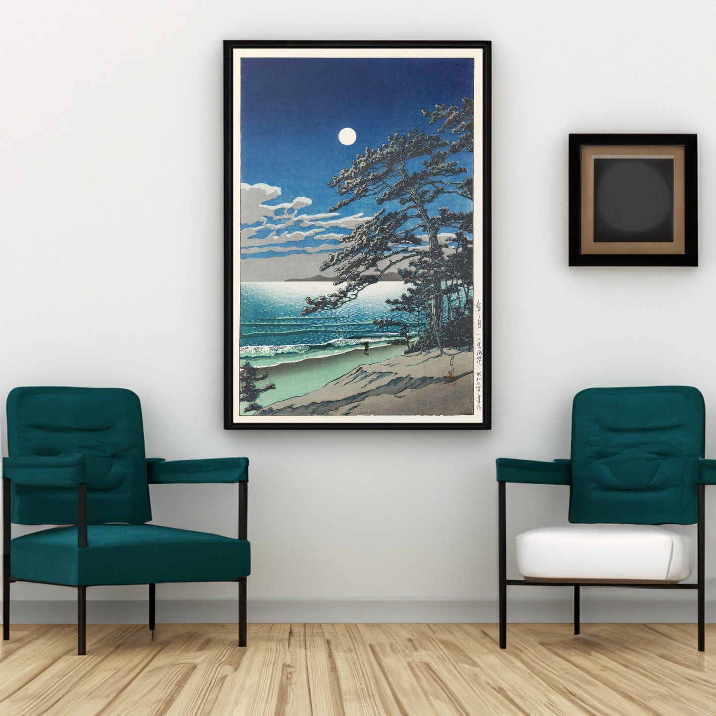 Hasui Kawase Spring Moon at Ninomiya Beach Canvas/Poster Wall Art Reproduction, Japanese Landscape Painting Print, Shin Hanga Style
