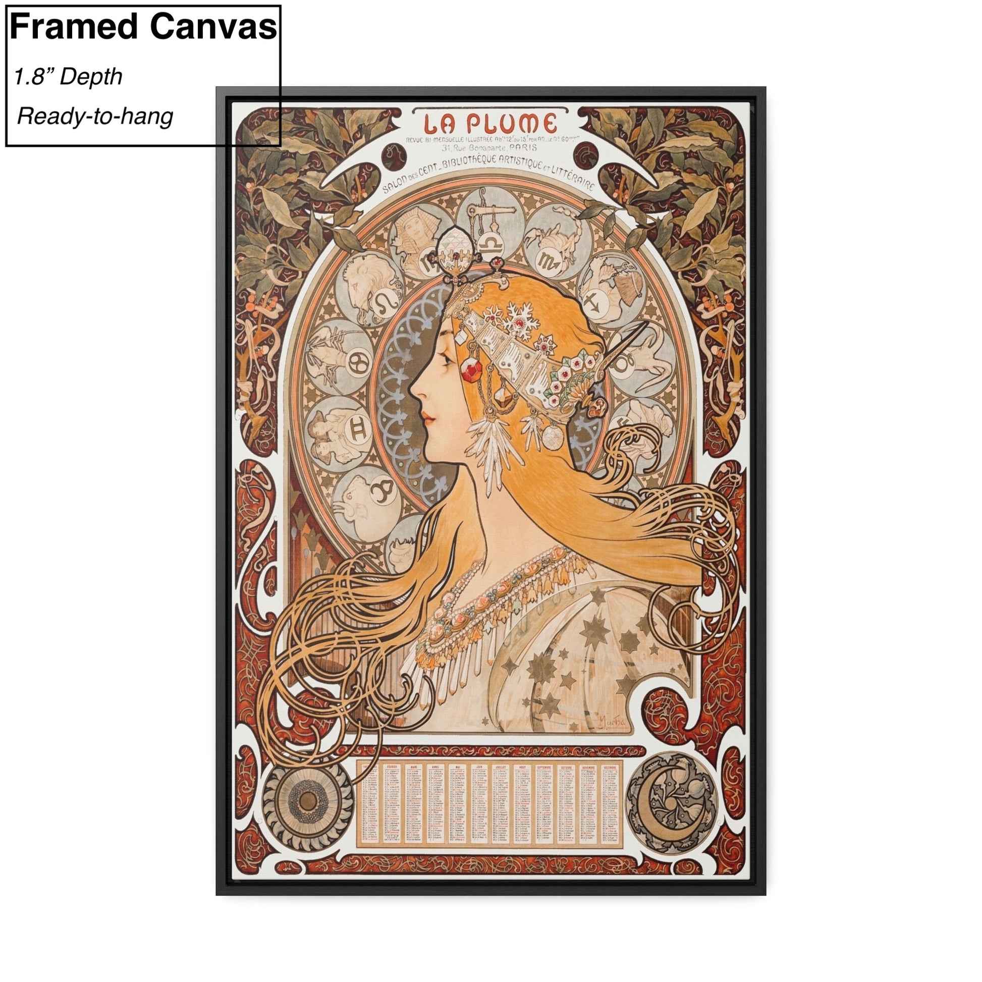 Alphonse Maria Mucha Zodiac Framed Canvas