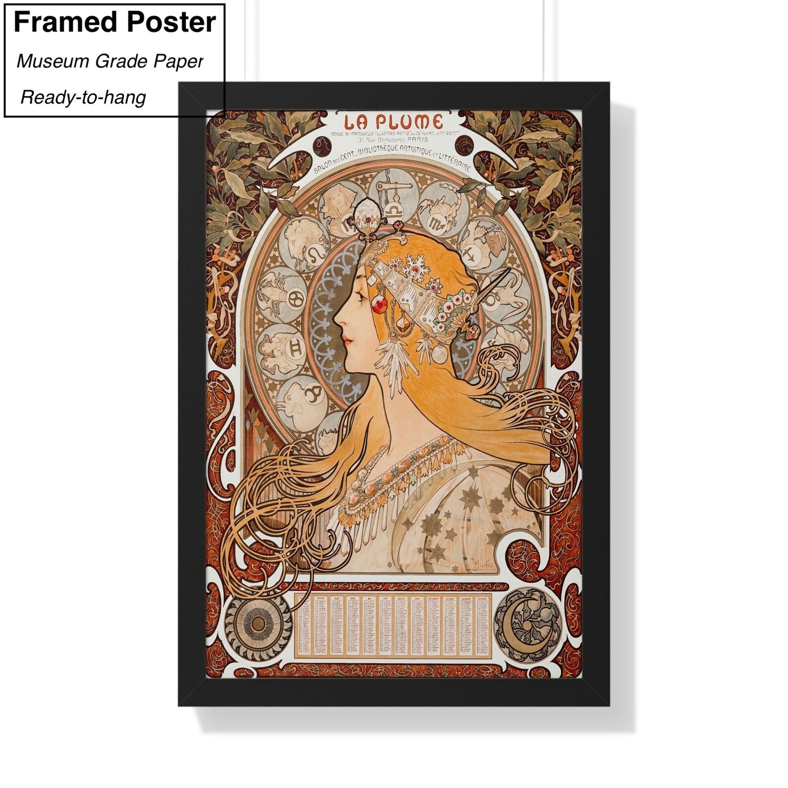 Alphonse Maria Mucha Zodiac Framed Poster