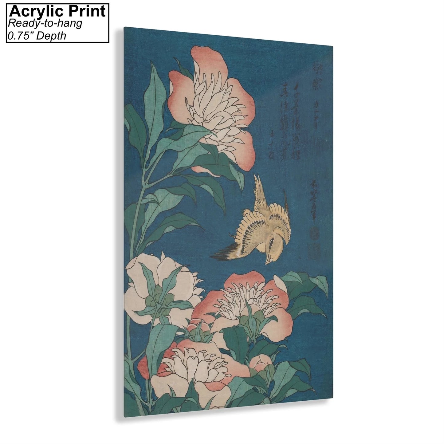 Canary and Peonies by Katsushika Hokusai Acrylic Print