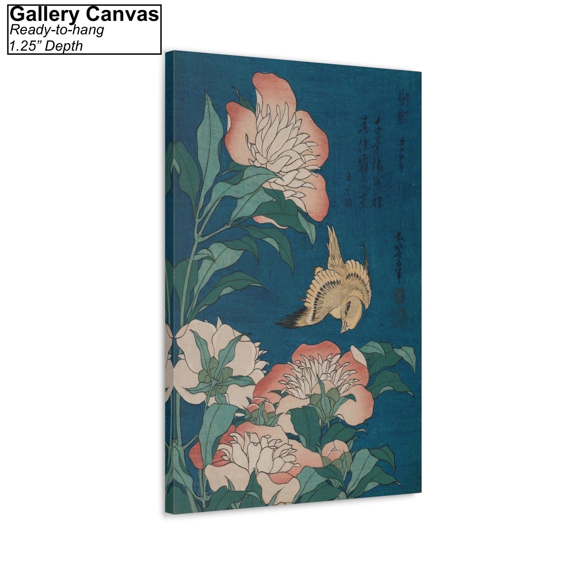 Canary and Peonies by Katsushika Hokusai Canvas