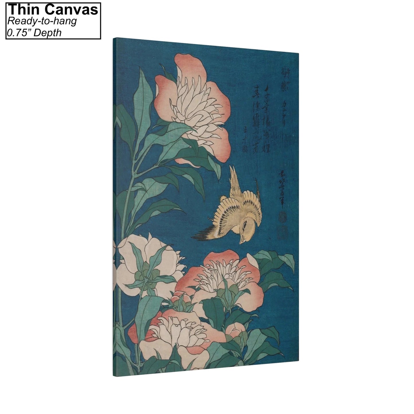 Katsushika Hokusai Canary and Peonies Canvas Print