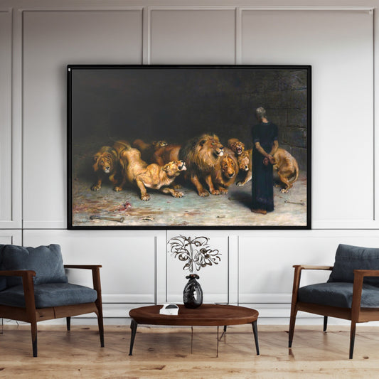 Daniel in the Lions Den by Briton Riviere Canvas Wall Art