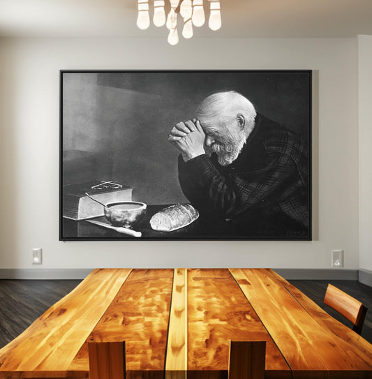 Eric Enstrom Grace Man Praying Over Bread Canvas Wall Art