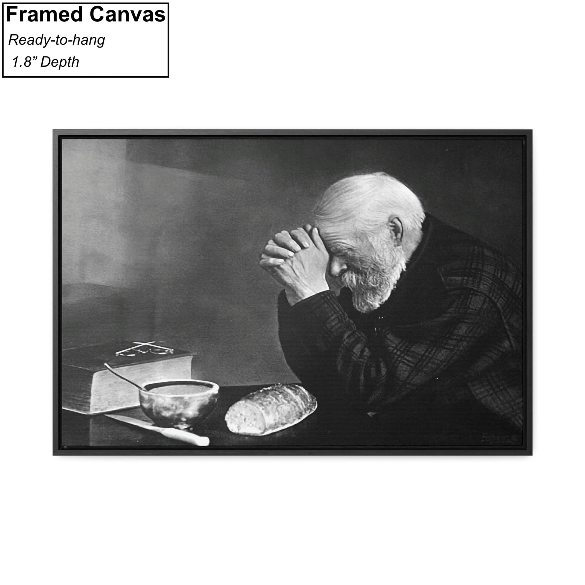 Eric Enstrom Grace Man Praying Over Bread Framed Canvas