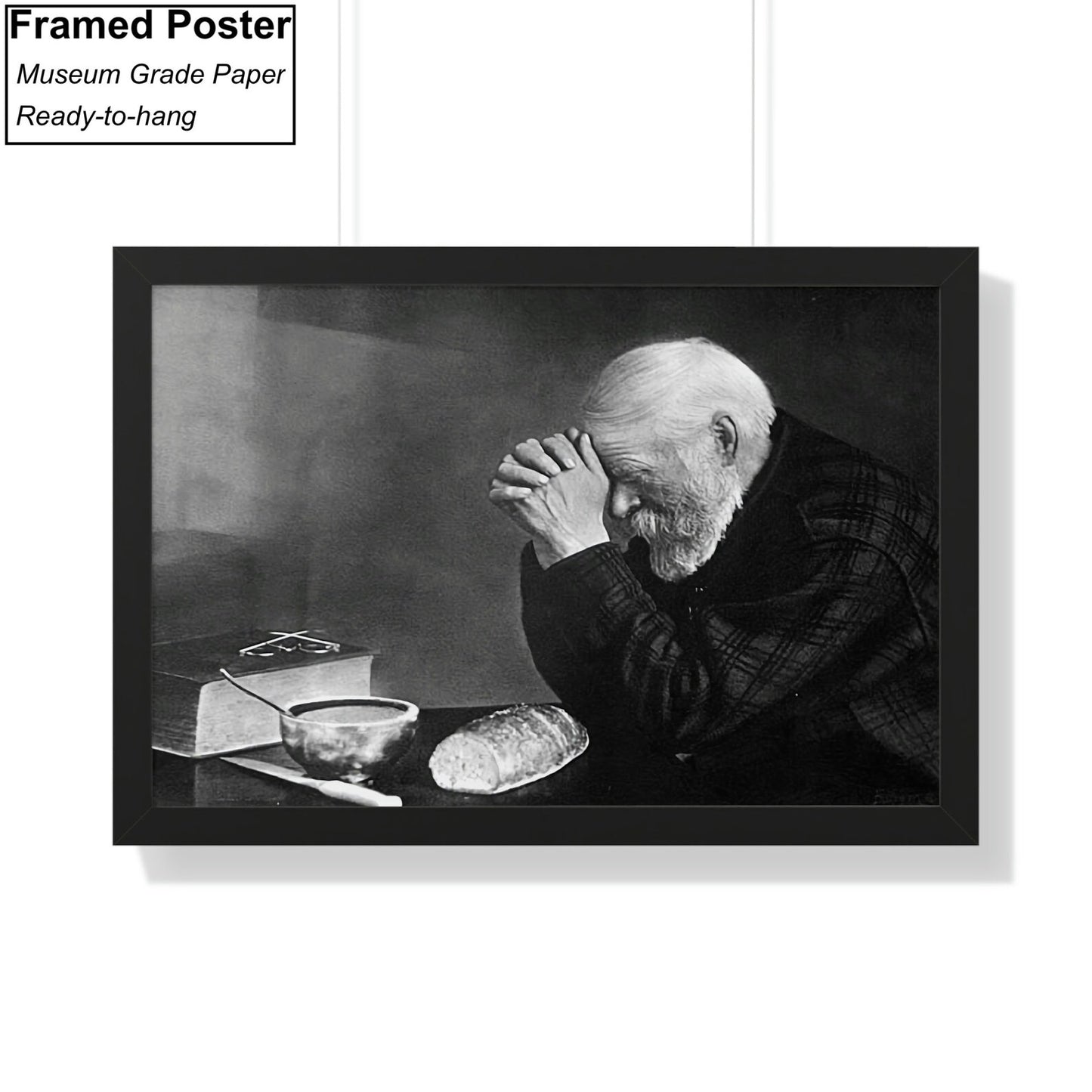 Eric Enstrom Grace Man Praying Over Bread Framed Poster