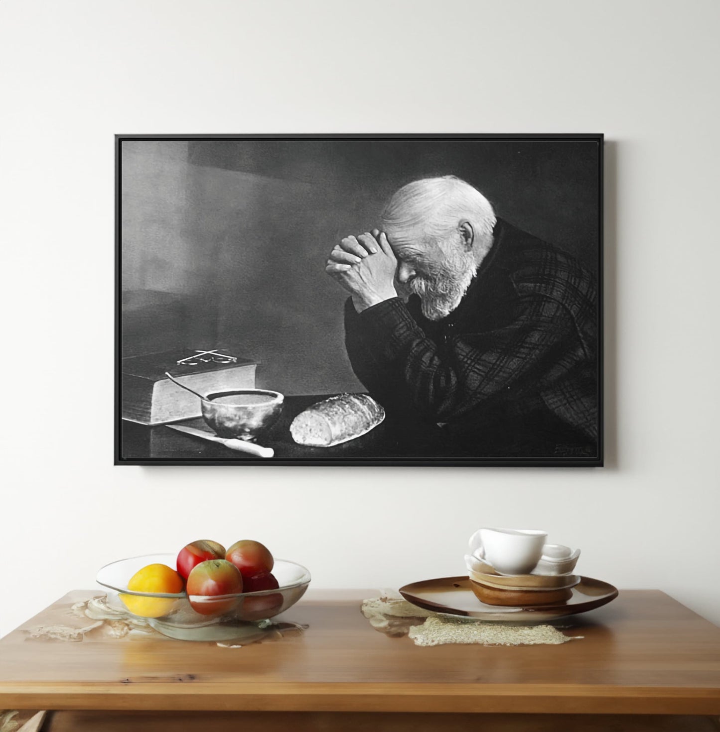 Eric Enstrom Grace Man Praying Over Bread Painting Print