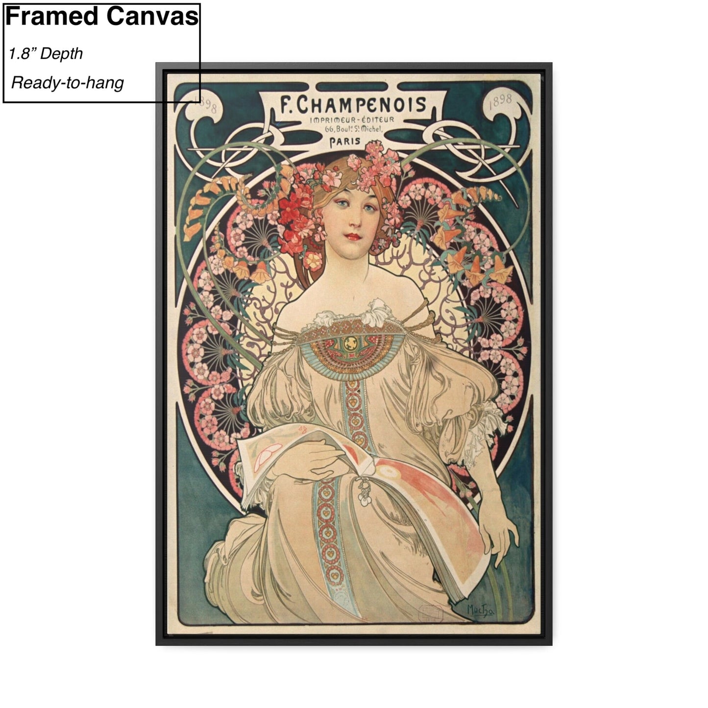 F. Champenois by Alphonse Mucha Framed Canvas