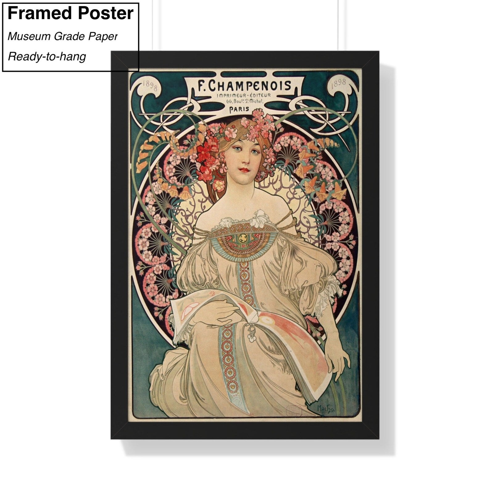 F. Champenois by Alphonse Mucha Framed Poster