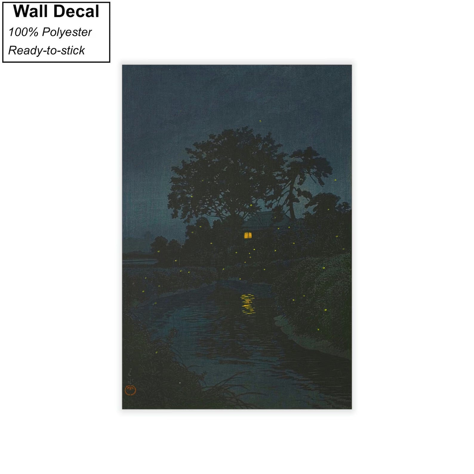 Fireflies at Minuma River in Omiya by Kawase Hasui Wall Decal