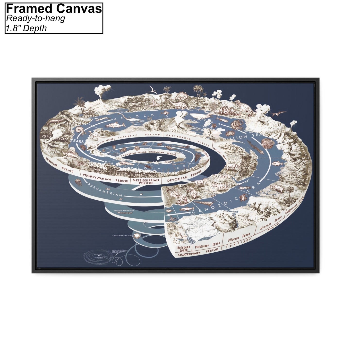 Geological Time Scale Spiral Framed Canvas