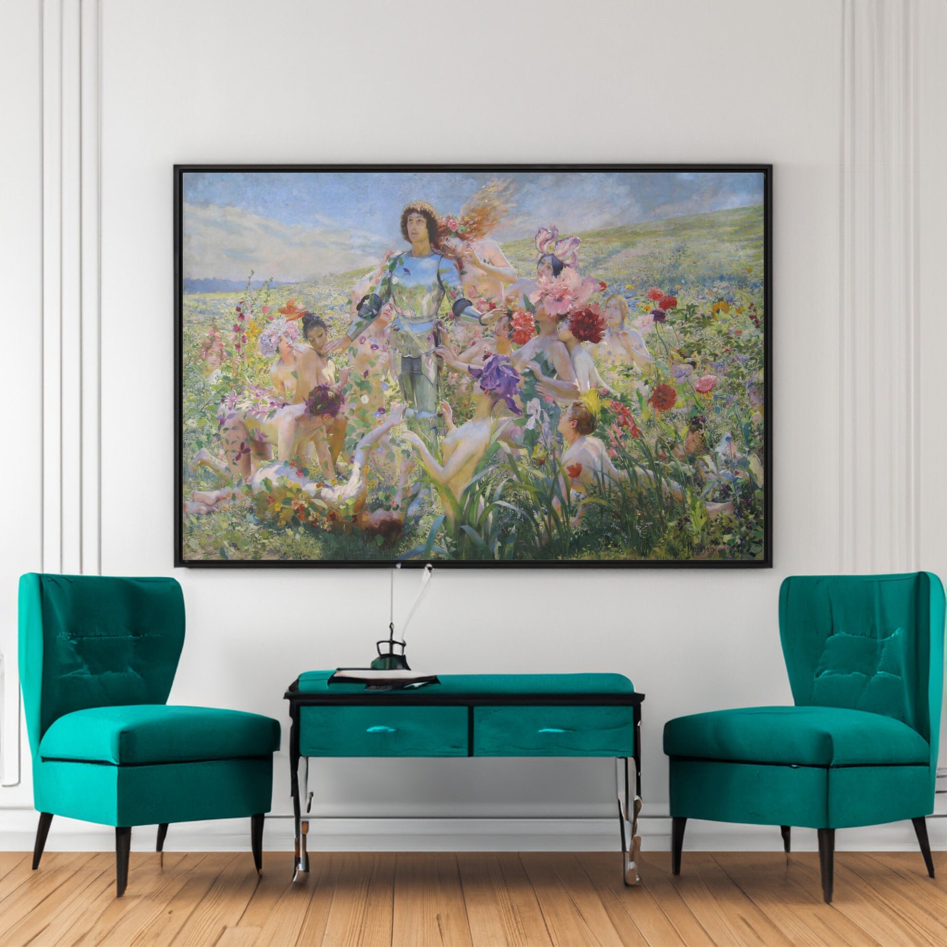 Georges Rochegrosse Le Chevalier aux Fleurs Canvas Wall Art