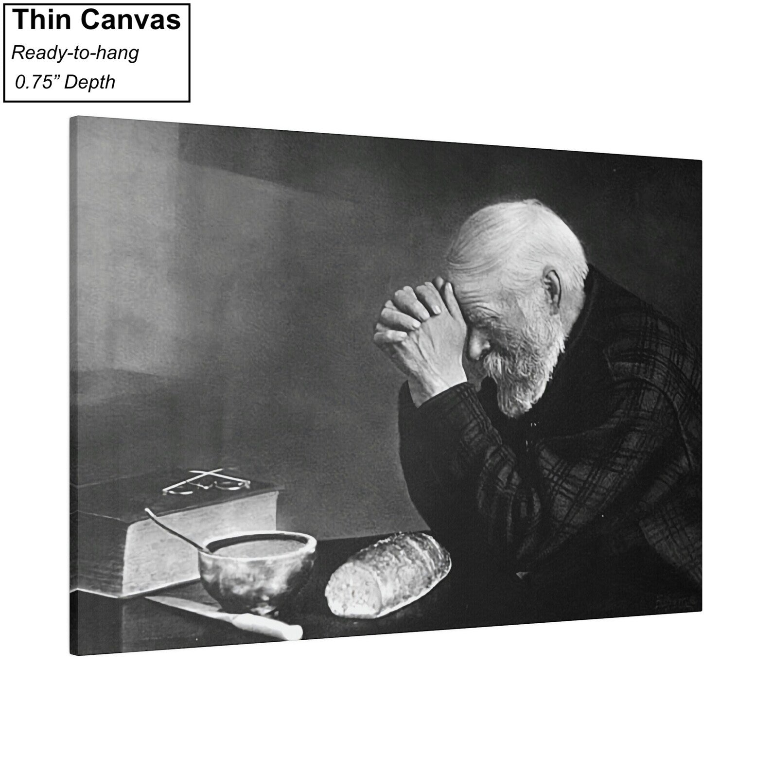 Grace Man Praying Over Bread by Eric Enstrom Canvas Print