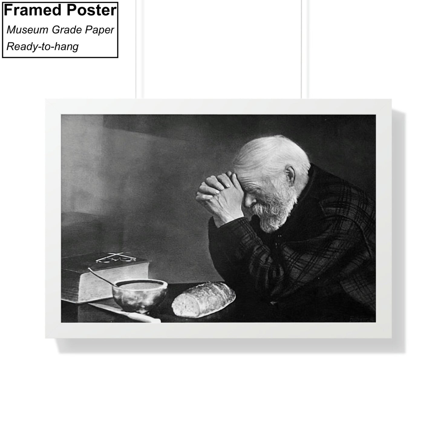 Eric Enstrom Grace Man Praying Over Bread Framed Poster