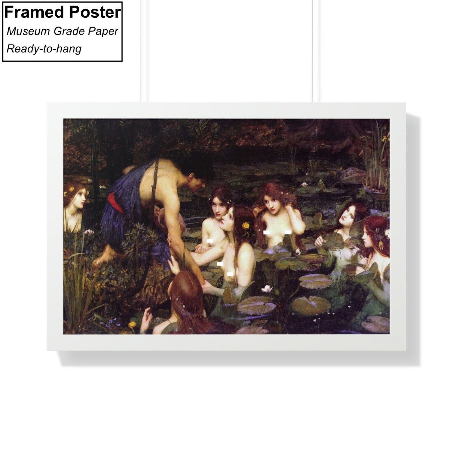 Hylas and the Nymphs by John William Waterhouse Framed Poster