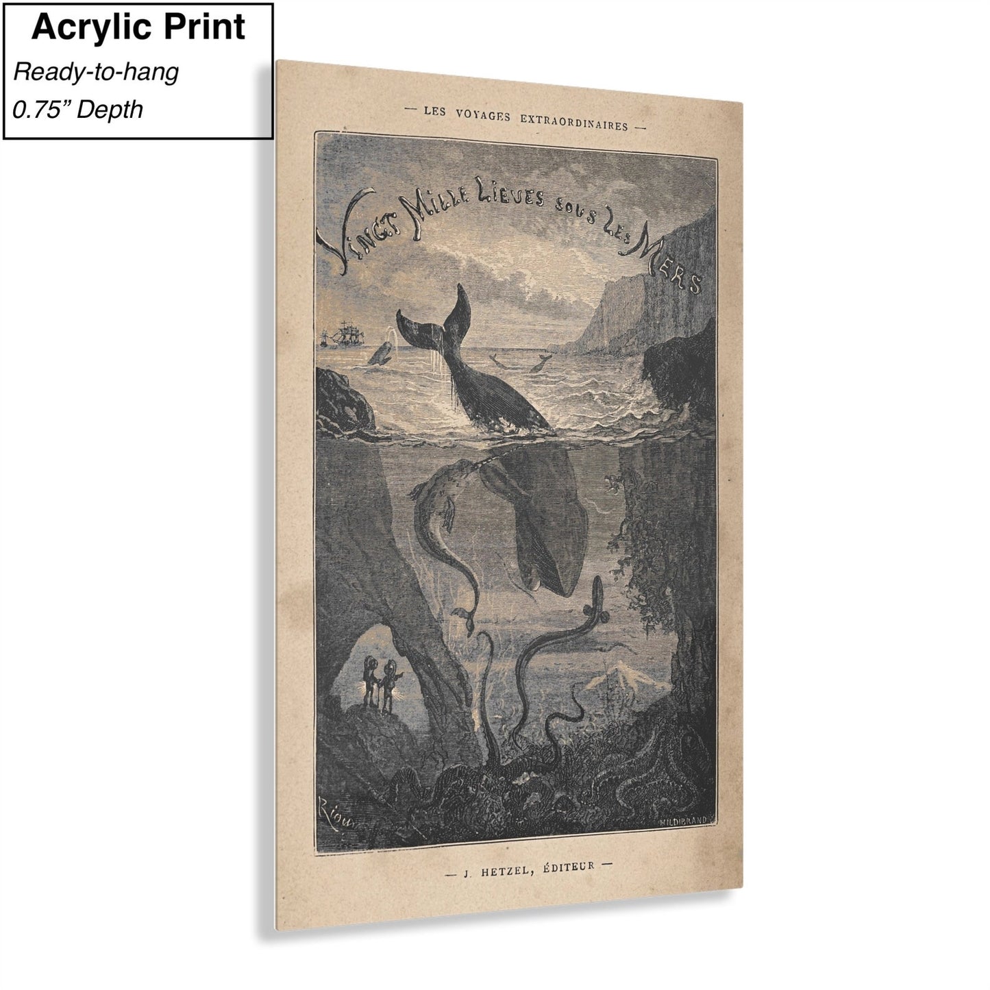 Twenty Thousand Leagues under the Seas Poster/Canvas Print, Ilustration From The Jules Verne Novel by Alphonse de Neuville