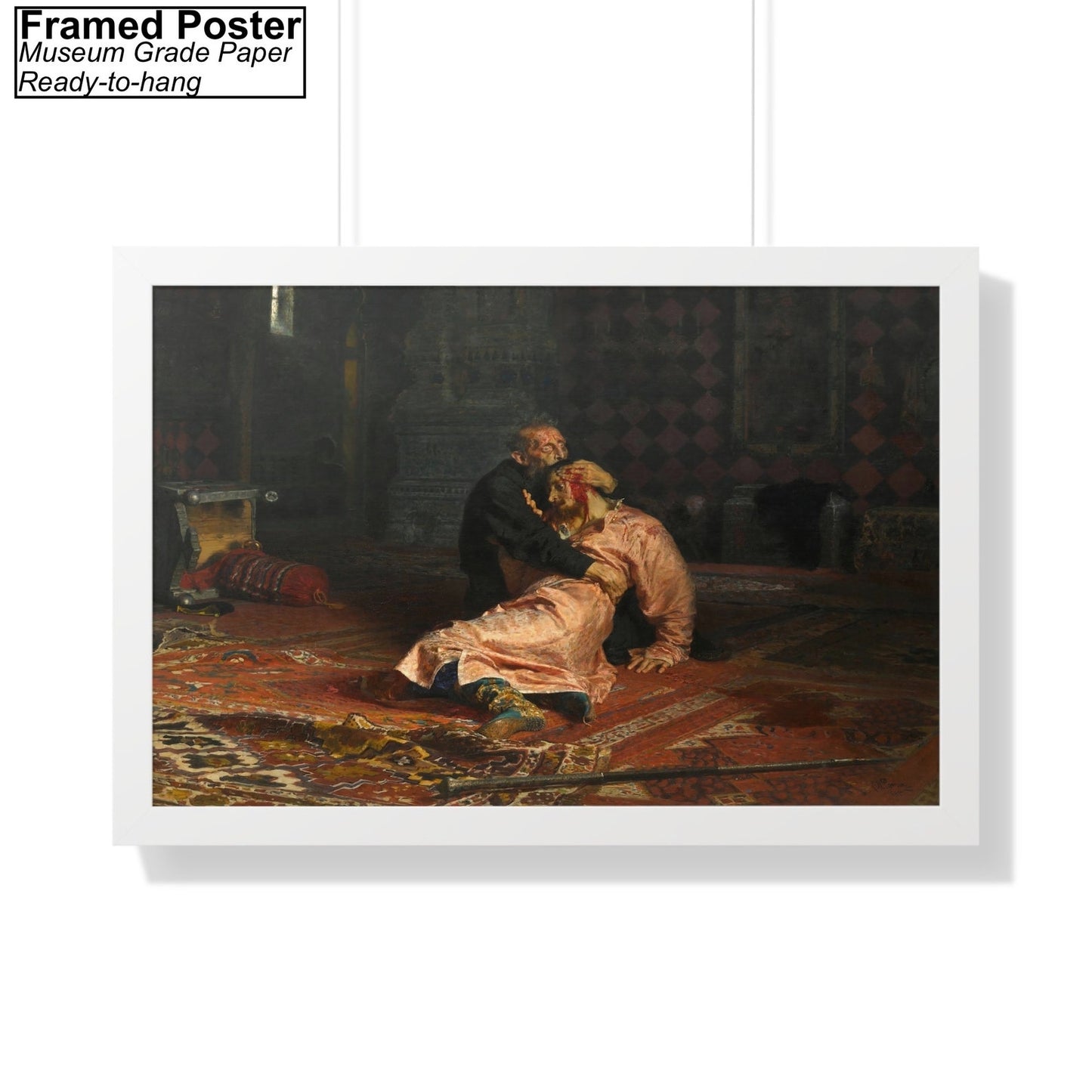 Ivan the Terrible and His Son Ivan by Ilya Replin White Framed Poster