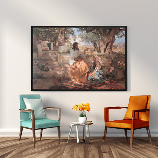 Jesus with Martha and Mary by Henryk Siemiradzki Canvas Wall Art