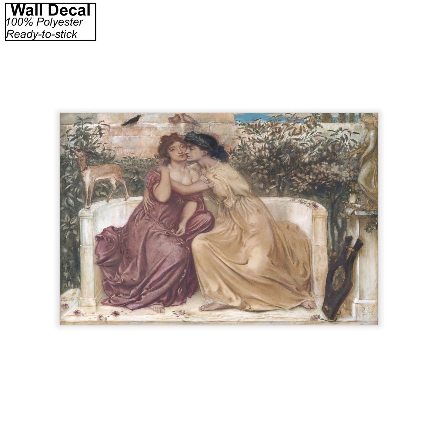 Sappho and Erinna in a Garden at Mytilen by Simeon Solomon Wall Decal