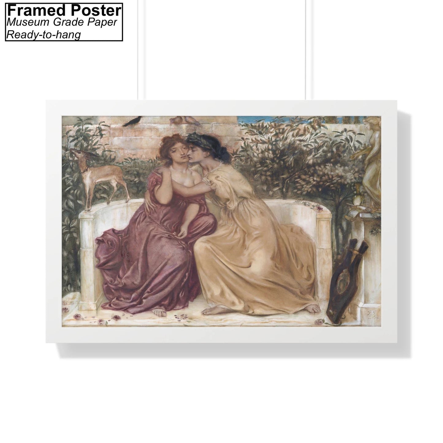 Simeon Solomon Sappho and Erinna in a Garden at Mytilen Framed Poster